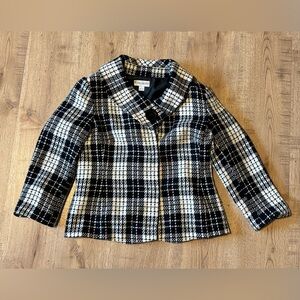 Plaid Women's Blazer - Black and White